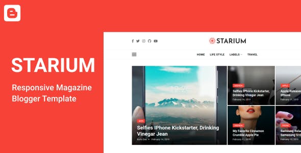 Starium - Responsive News & Magazine Blogger Template