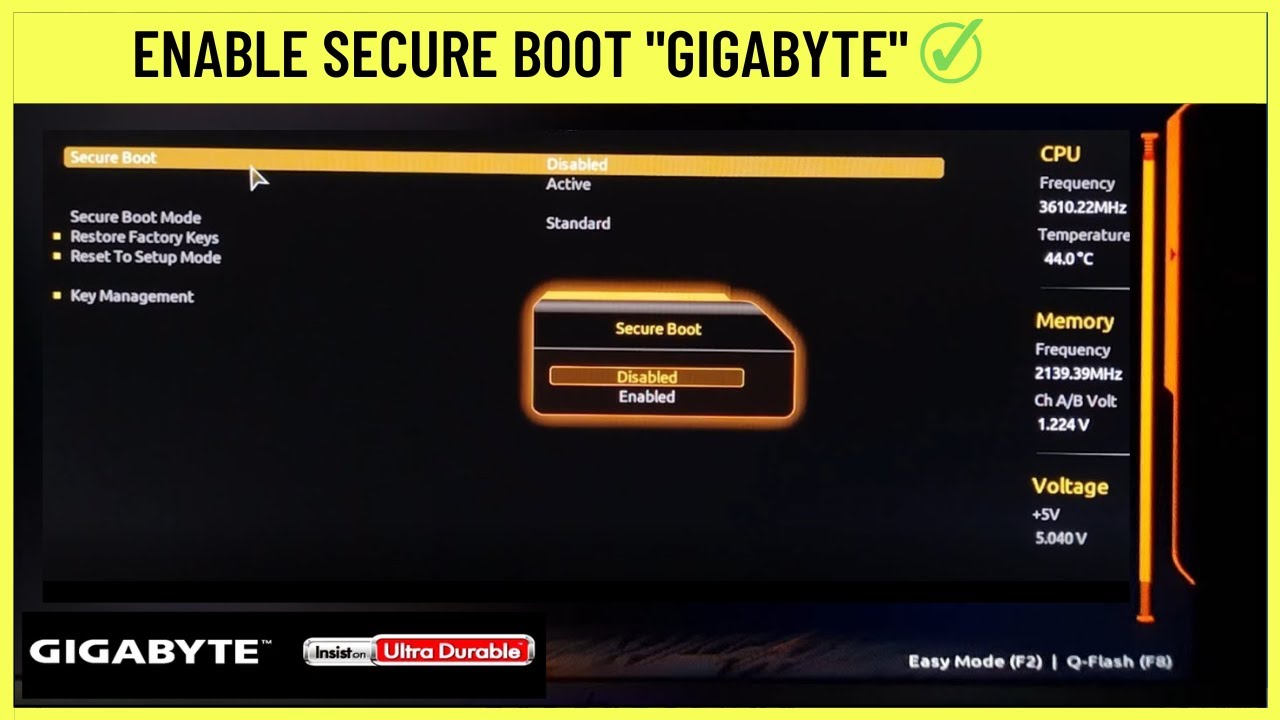 Enable Secure Boot on Gigabyte