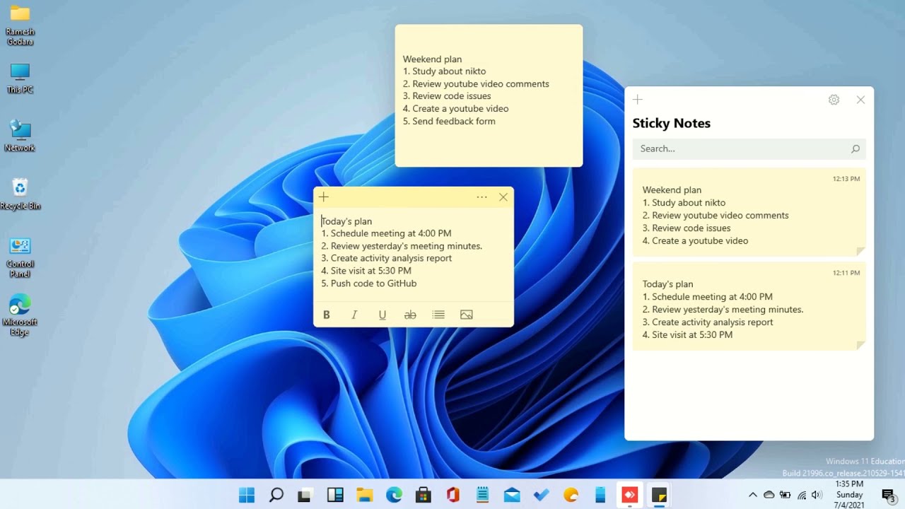 Sticky Notes in Windows