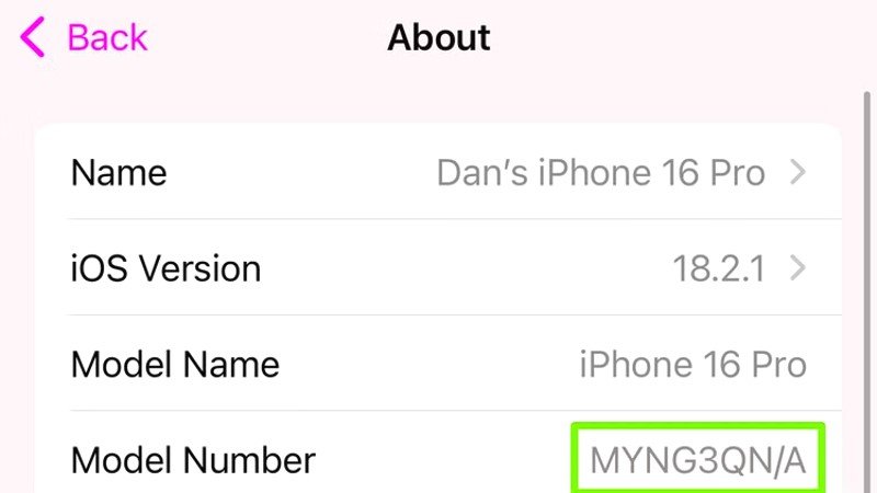 Finding Serial Number on Iphone
